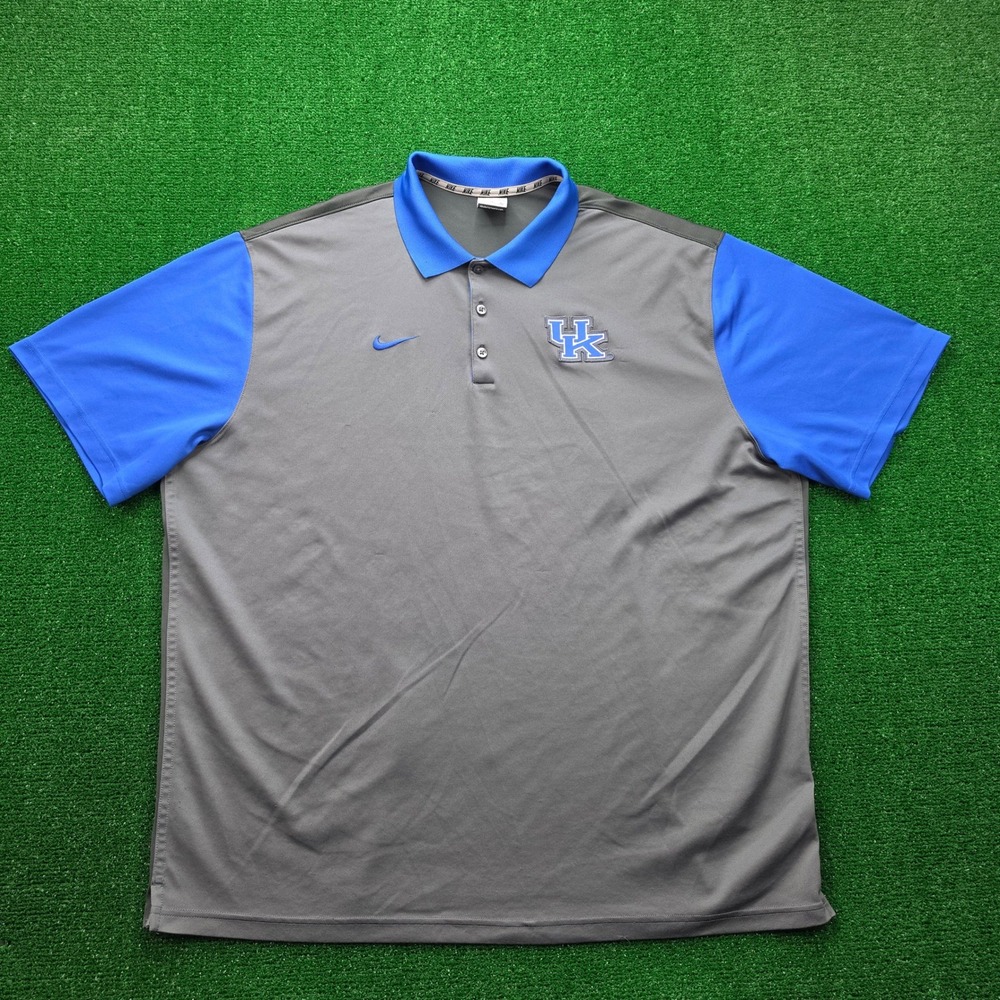 Kentucky Wildcats Nike Dri Fit Sideline Polo Shirt Mens 3XL Gray Blue NCAA